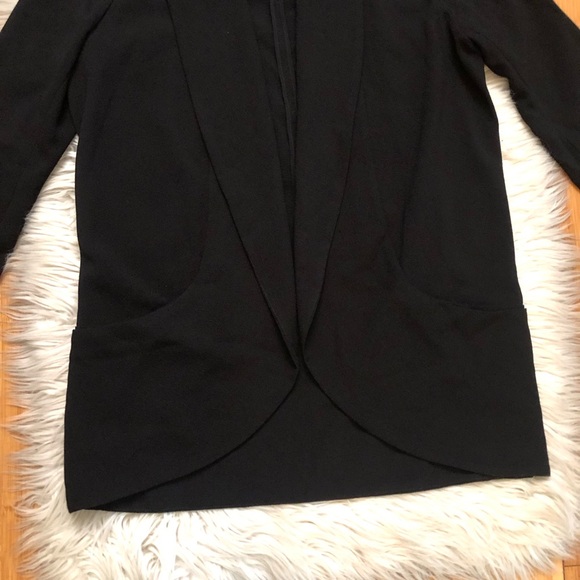 Aritzia Wilfred Chevalier Open-Front 3/4 Sleeves Crepe Black Blazer Jacket 6 - Picture 7 of 14